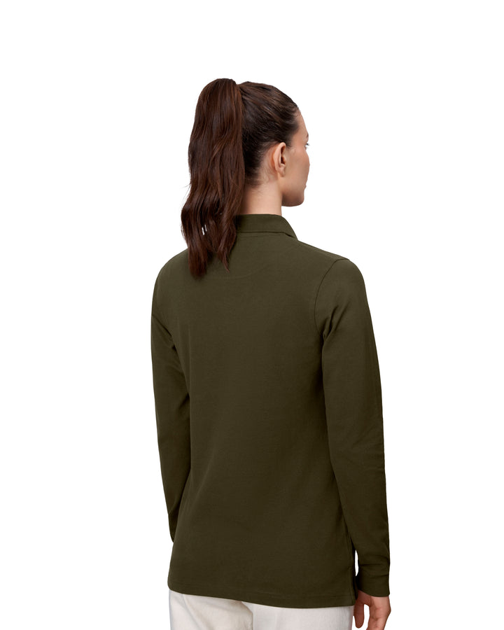 Polo manica lunga | stretch | donna - Oliva