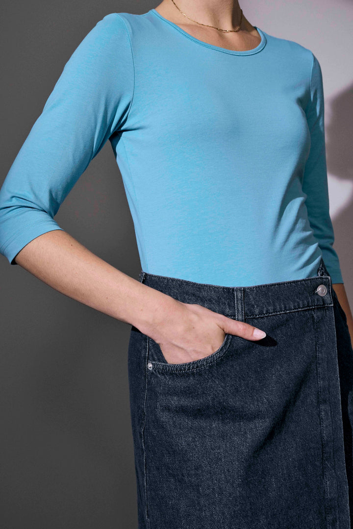 T-shirt stretch | manica ¾ | donna - Dusty aqua