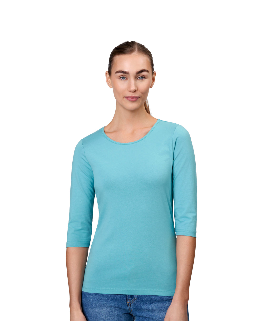 T-shirt stretch | manica ¾ | donna - Dusty aqua