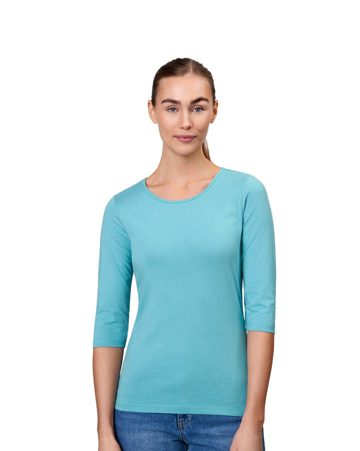 T-shirt stretch | manica ¾ | donna - Dusty aqua