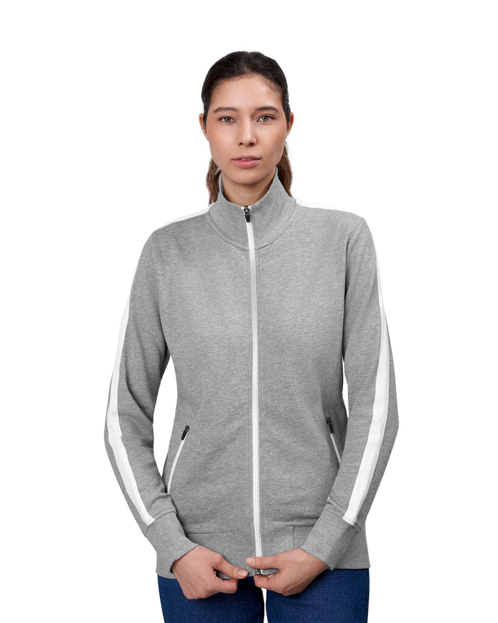 Cardigan felpa | contrasto | donna - Grigio mélange