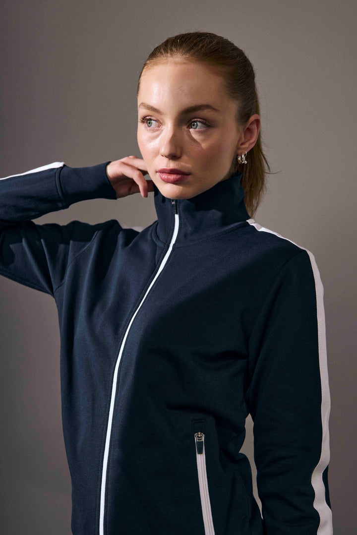 Cardigan felpa | contrasto | donna - Blu navy