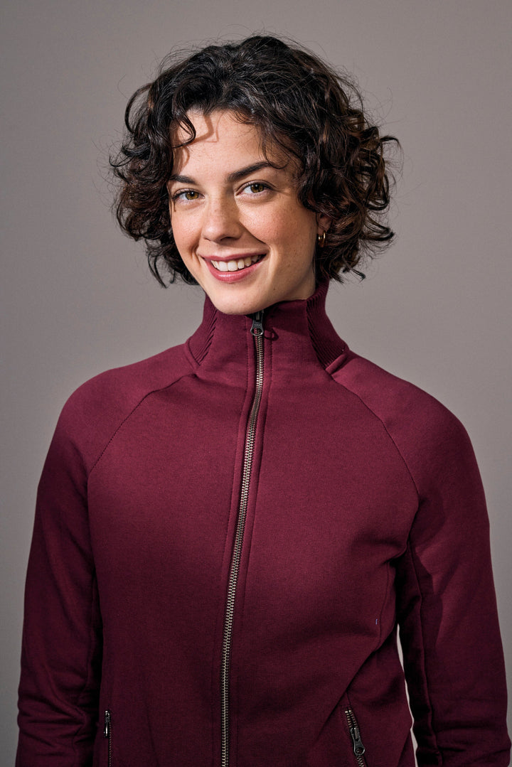 Cardigan felpa | zip | donna - Bordeaux