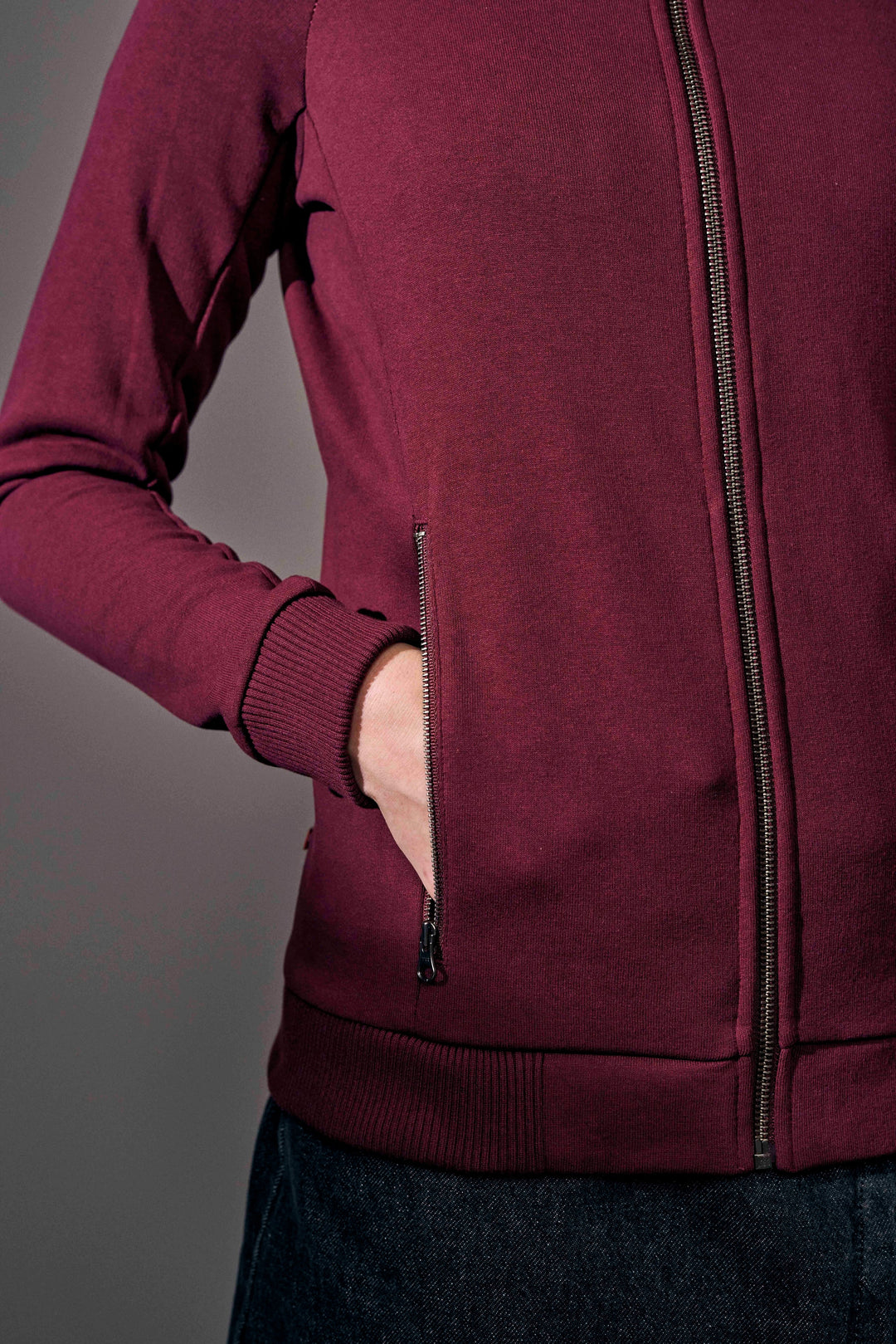 Cardigan felpa | zip | donna - Bordeaux