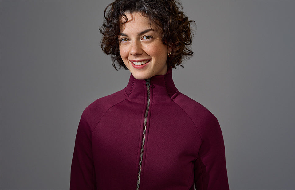 Cardigan felpa | zip | donna - Bordeaux