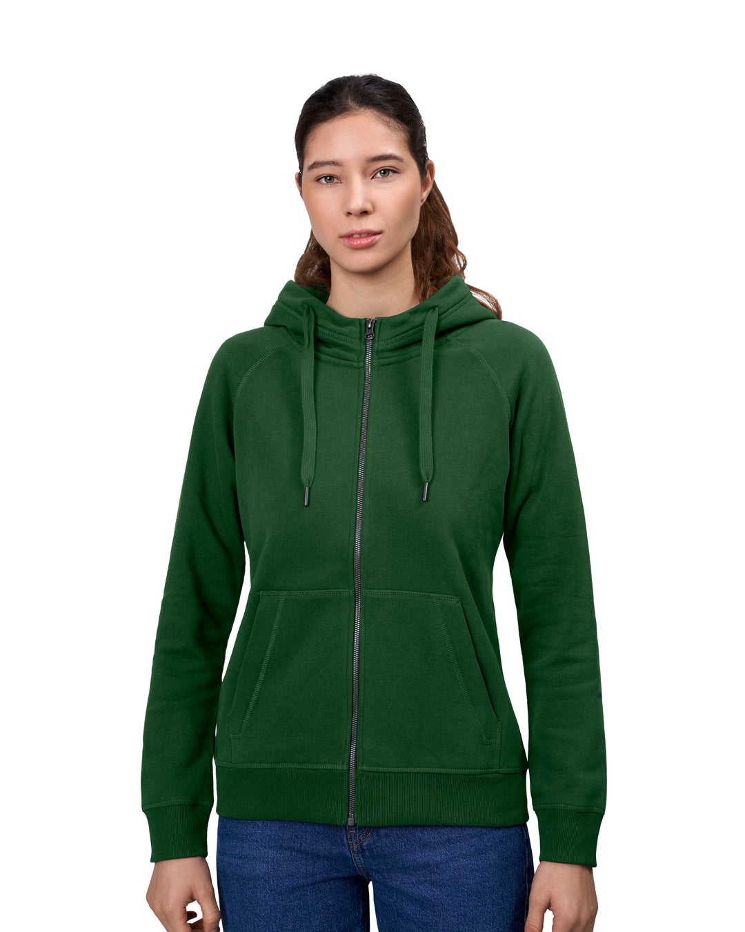 Hoodie CORE | zip | donna - Verde bottiglia
