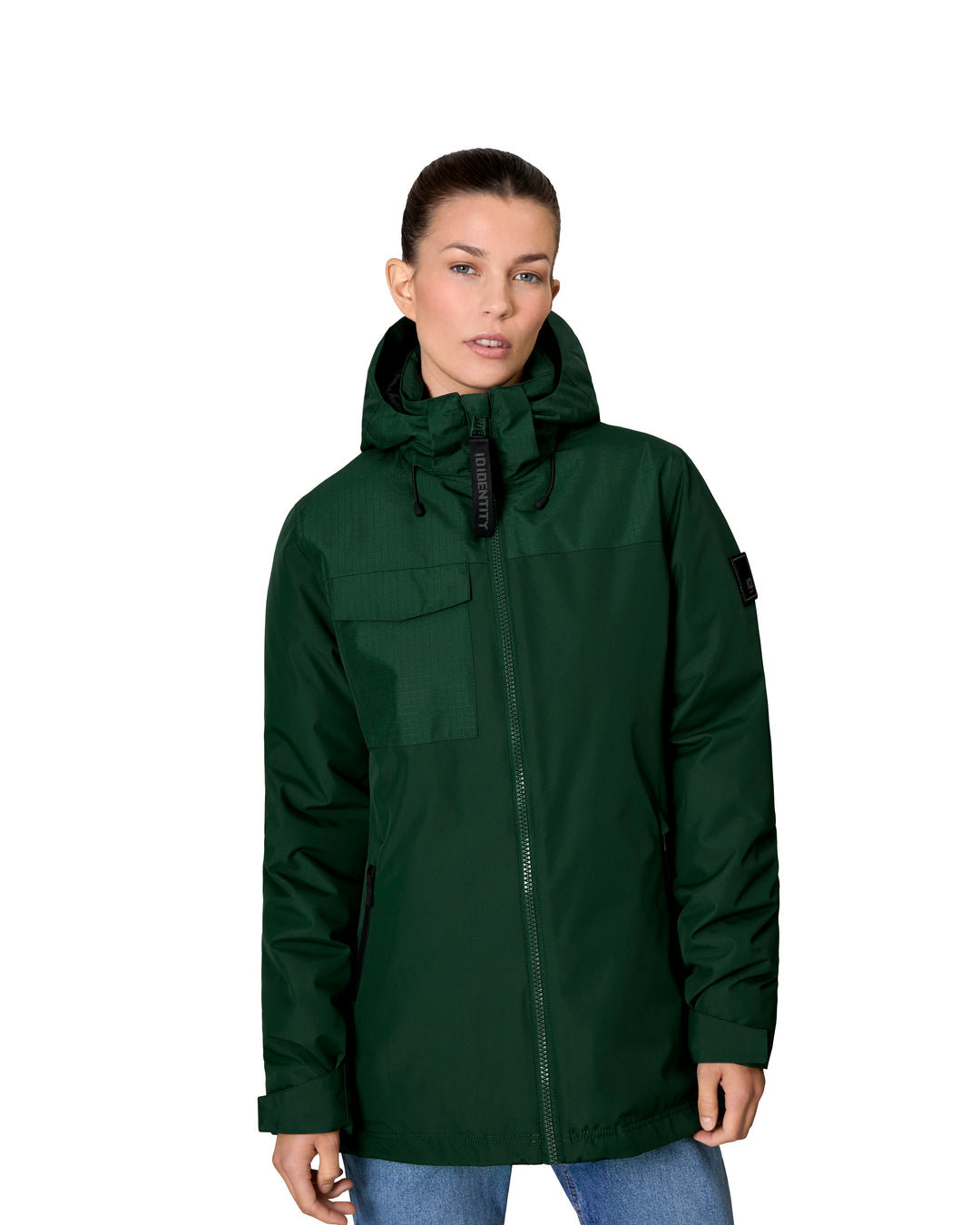 Giacca invernale con cappuccio | donna - Verde bottiglia