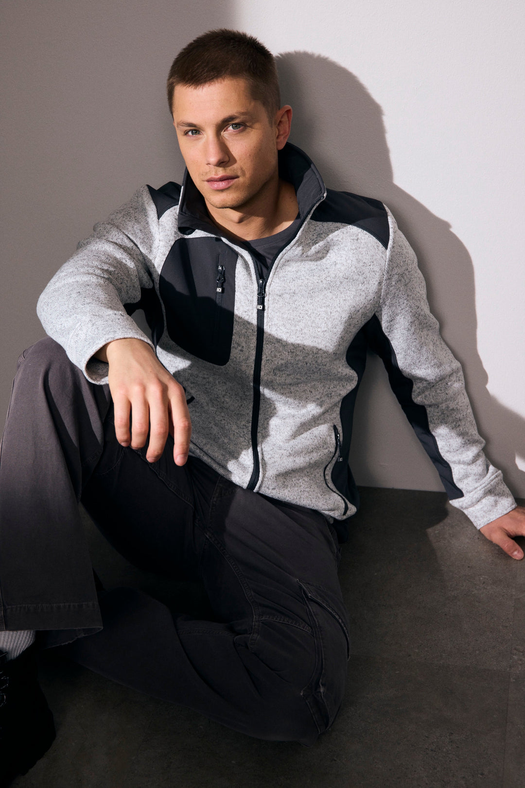 Cardigan | knit fleece - Grigio mélange