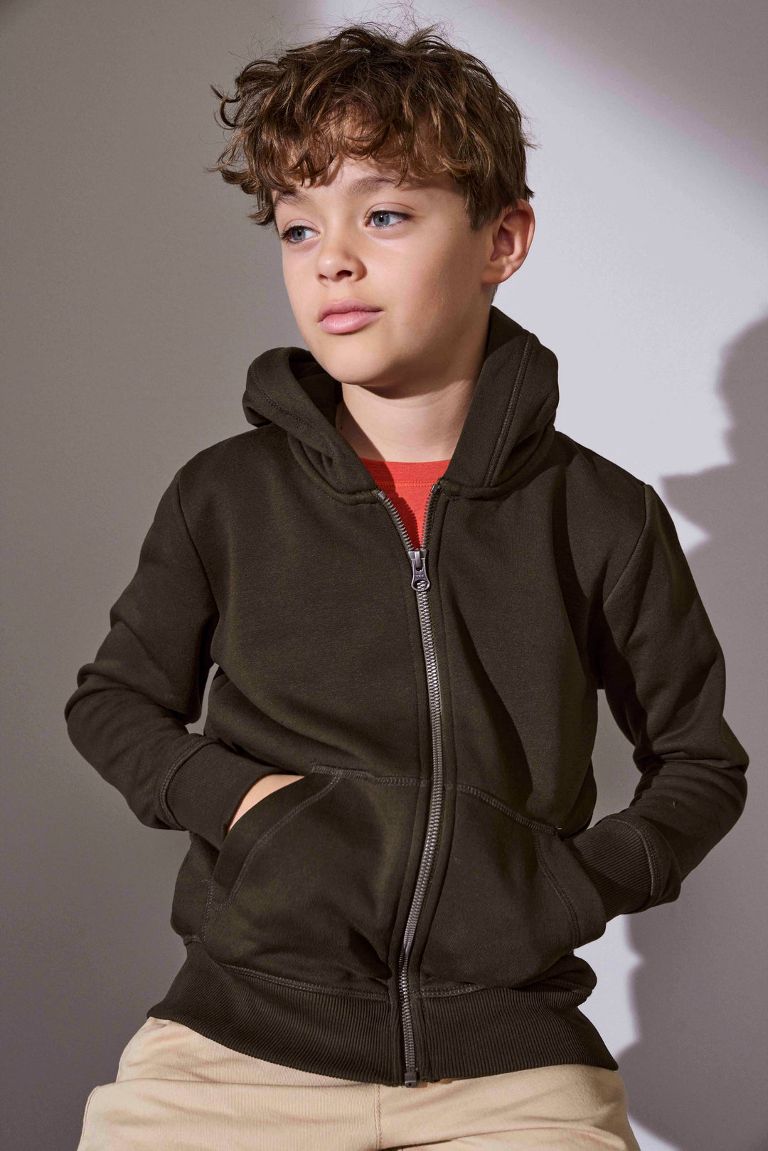 Hoodie CORE | zip | bambino - Oliva