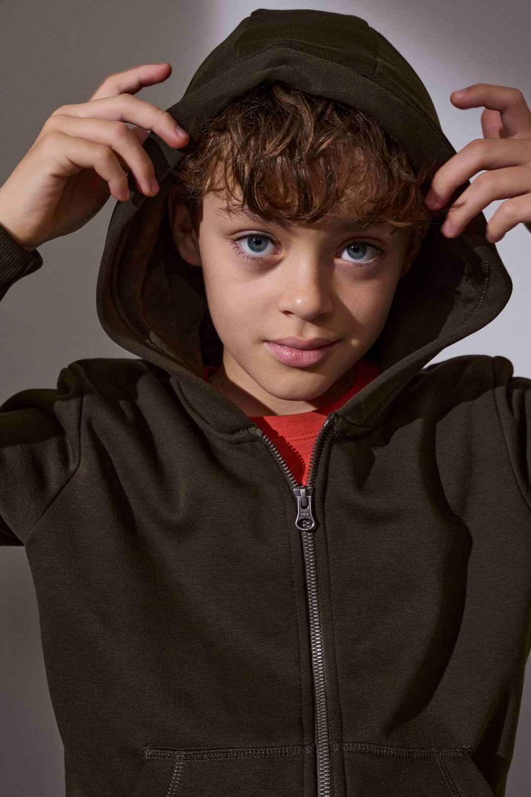 Hoodie CORE | zip | bambino - Oliva