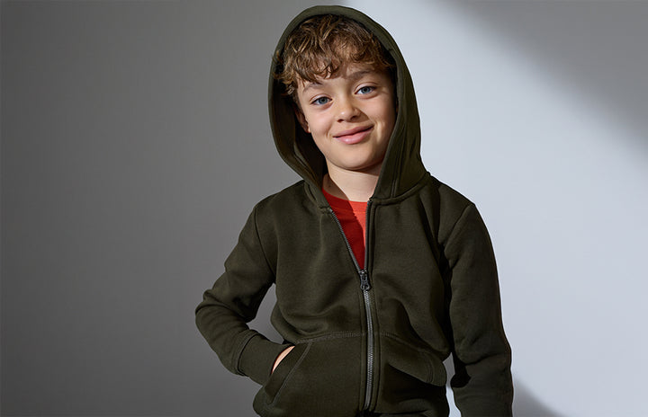 Hoodie CORE | zip | bambino - Oliva