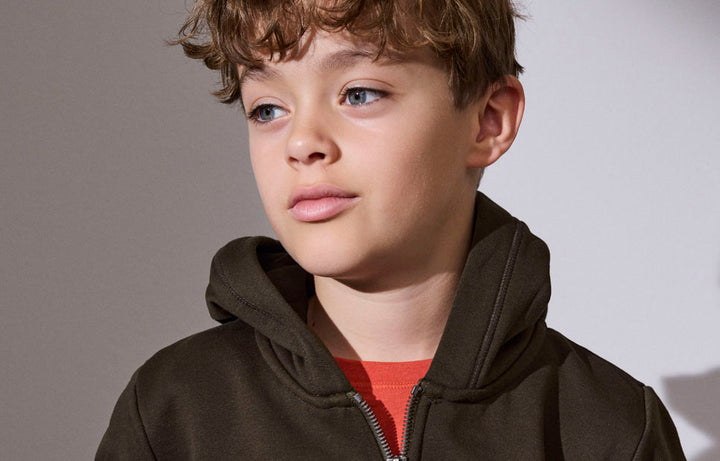 Hoodie CORE | zip | bambino - Oliva