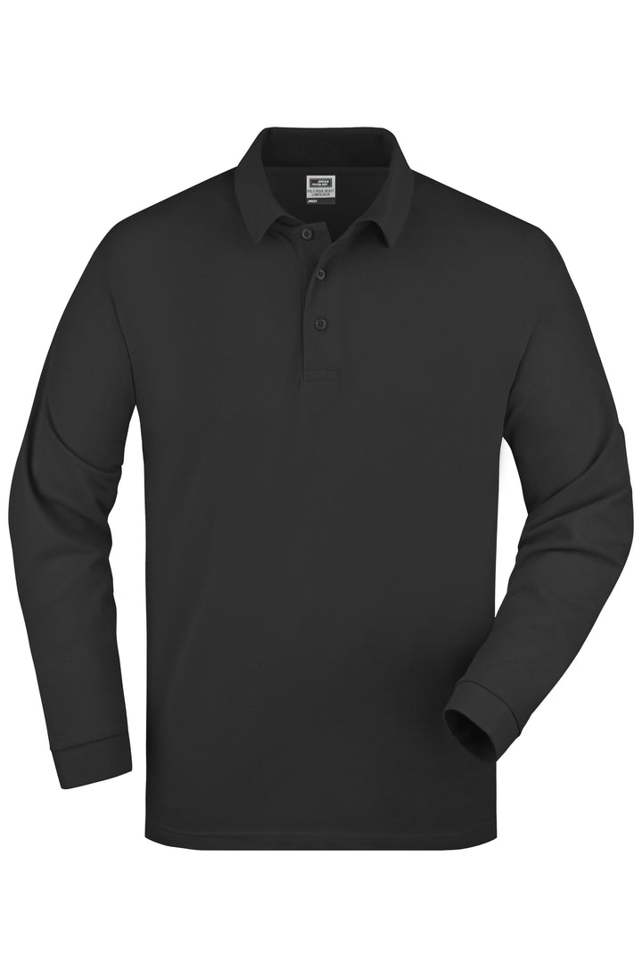 Polo-Piqué Long-Sleeved - black