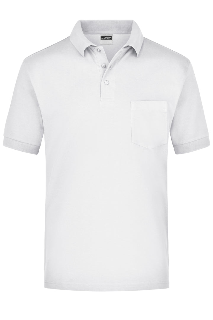 Polo-Piqué Pocket - white