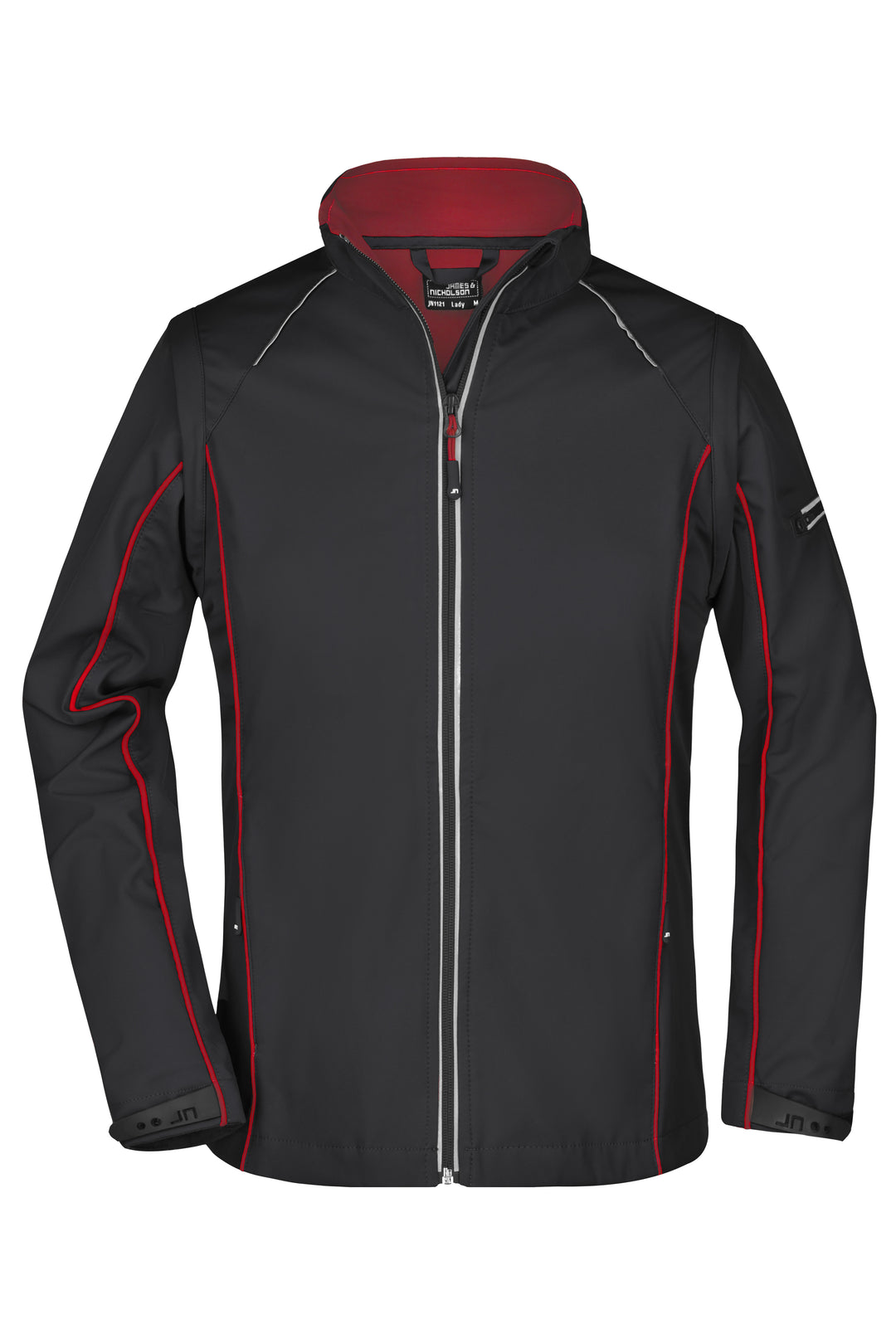 Ladies' Zip-Off Softshell Jacket - black/red