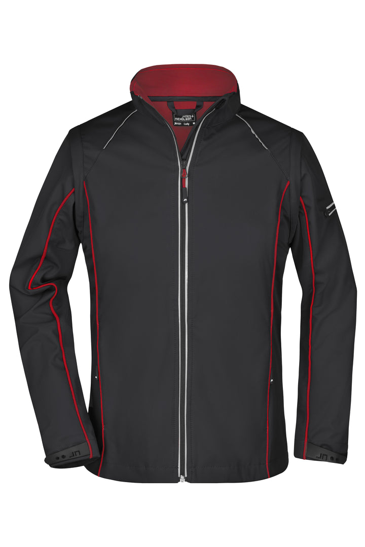 Ladies' Zip-Off Softshell Jacket - black/red