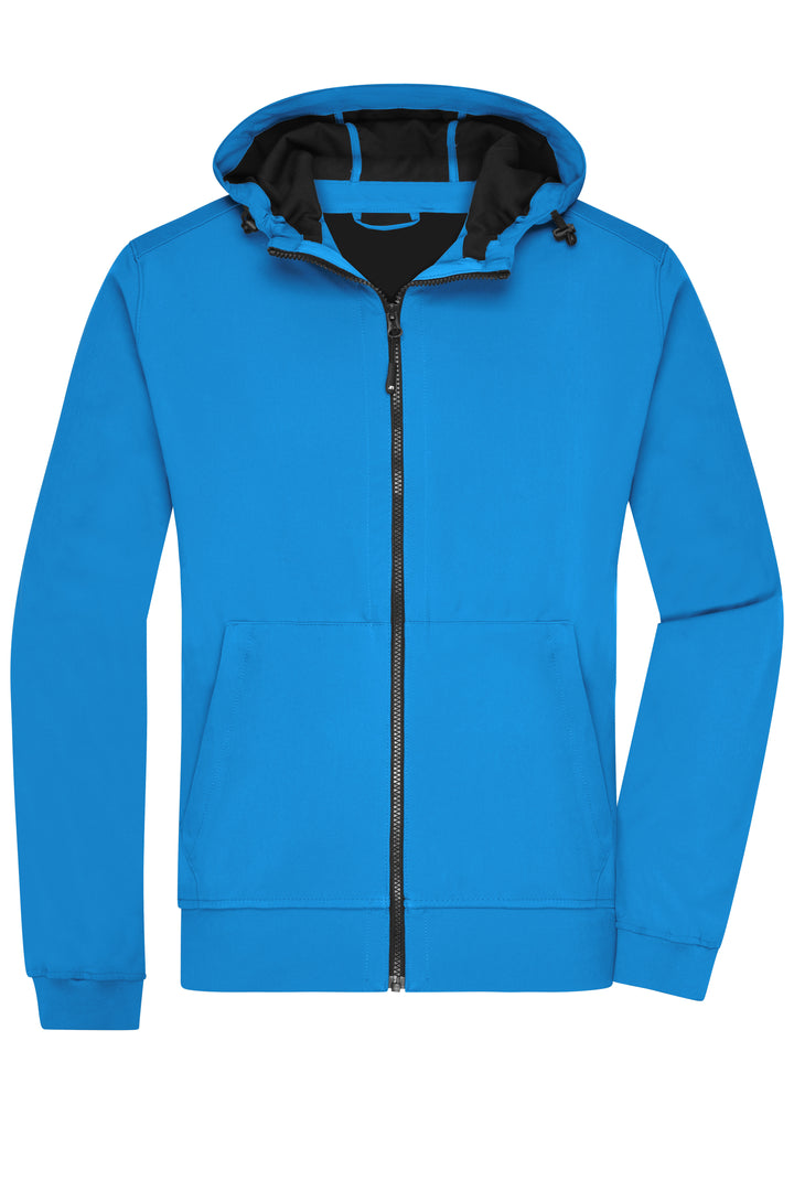 Men's Hooded Softshell Jacket - blue/black