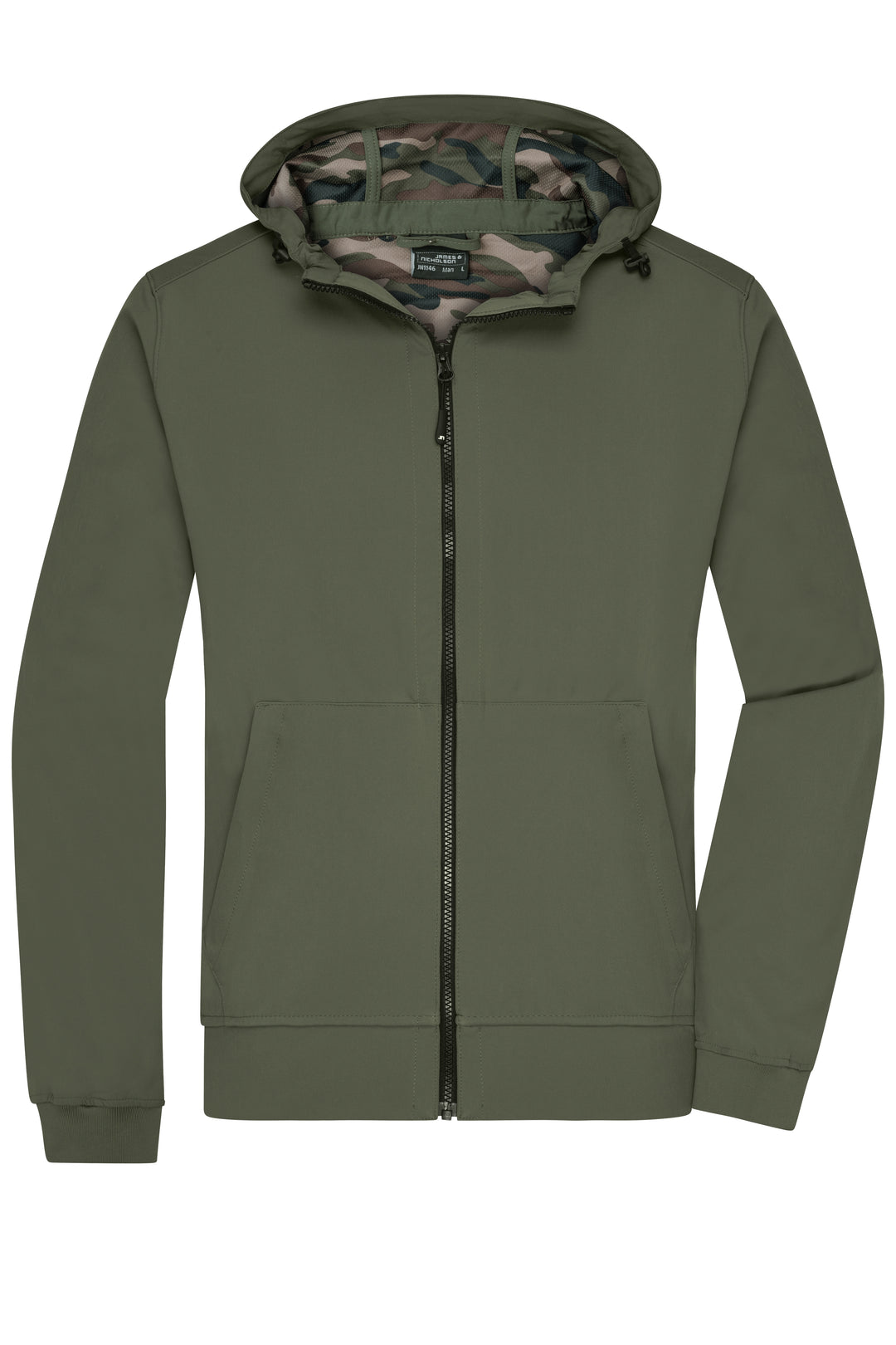 Men's Hooded Softshell Jacket - olive/camouflage