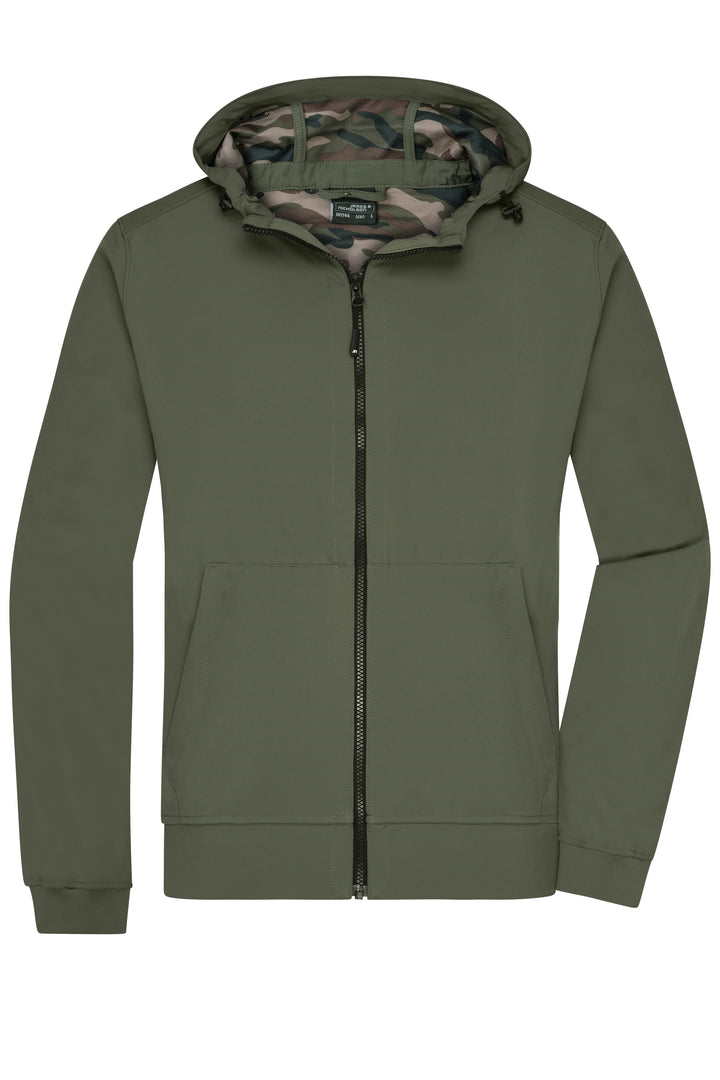 Men's Hooded Softshell Jacket - olive/camouflage