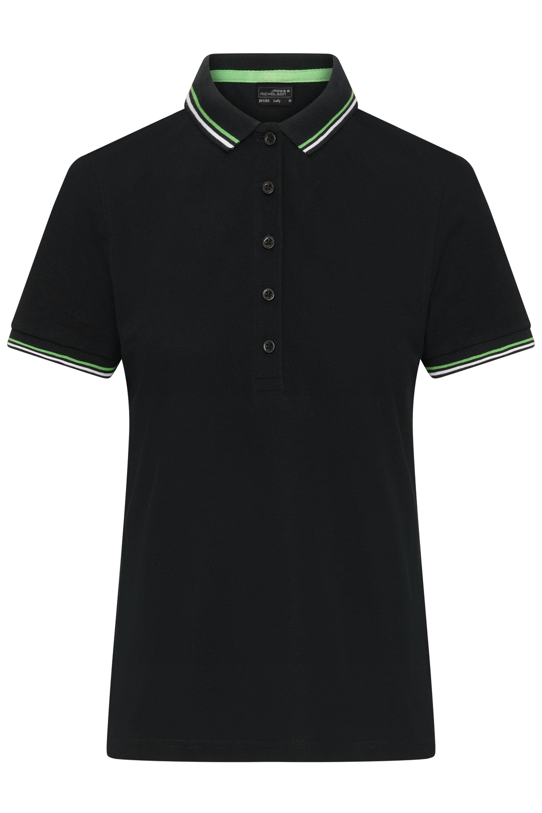 Ladies' Polo - black/white/lime-green