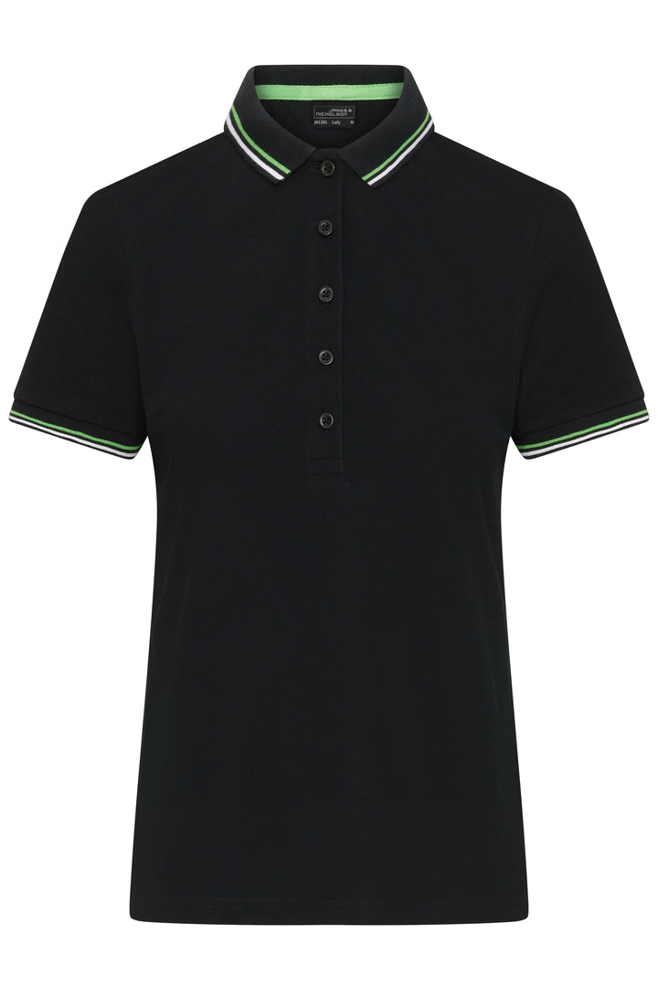 Ladies' Polo - black/white/lime-green