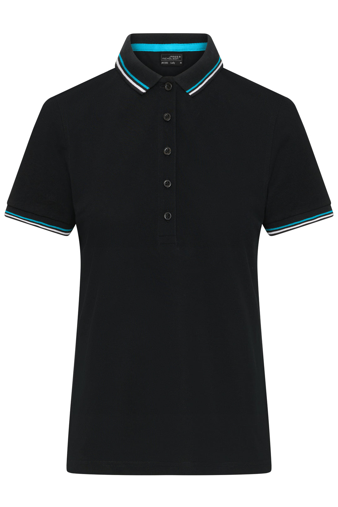 Ladies' Polo - black/white/turquoise