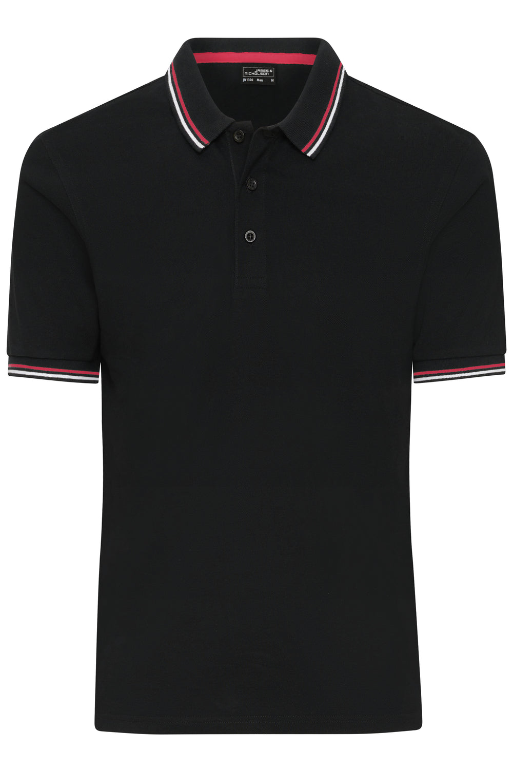 Men's Polo - black/white/red
