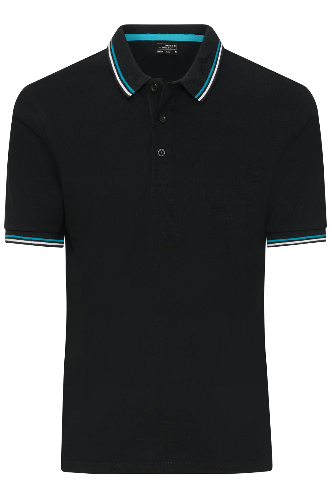 Men's Polo - black/white/turquoise