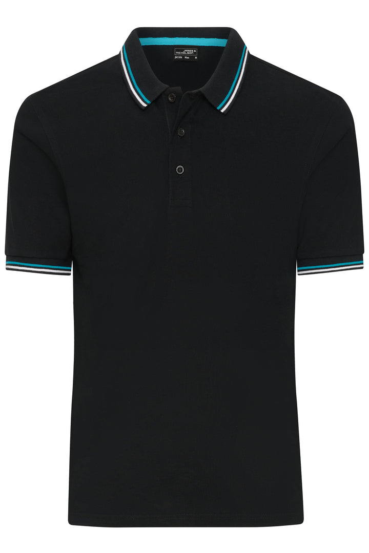 Men's Polo - black/white/turquoise