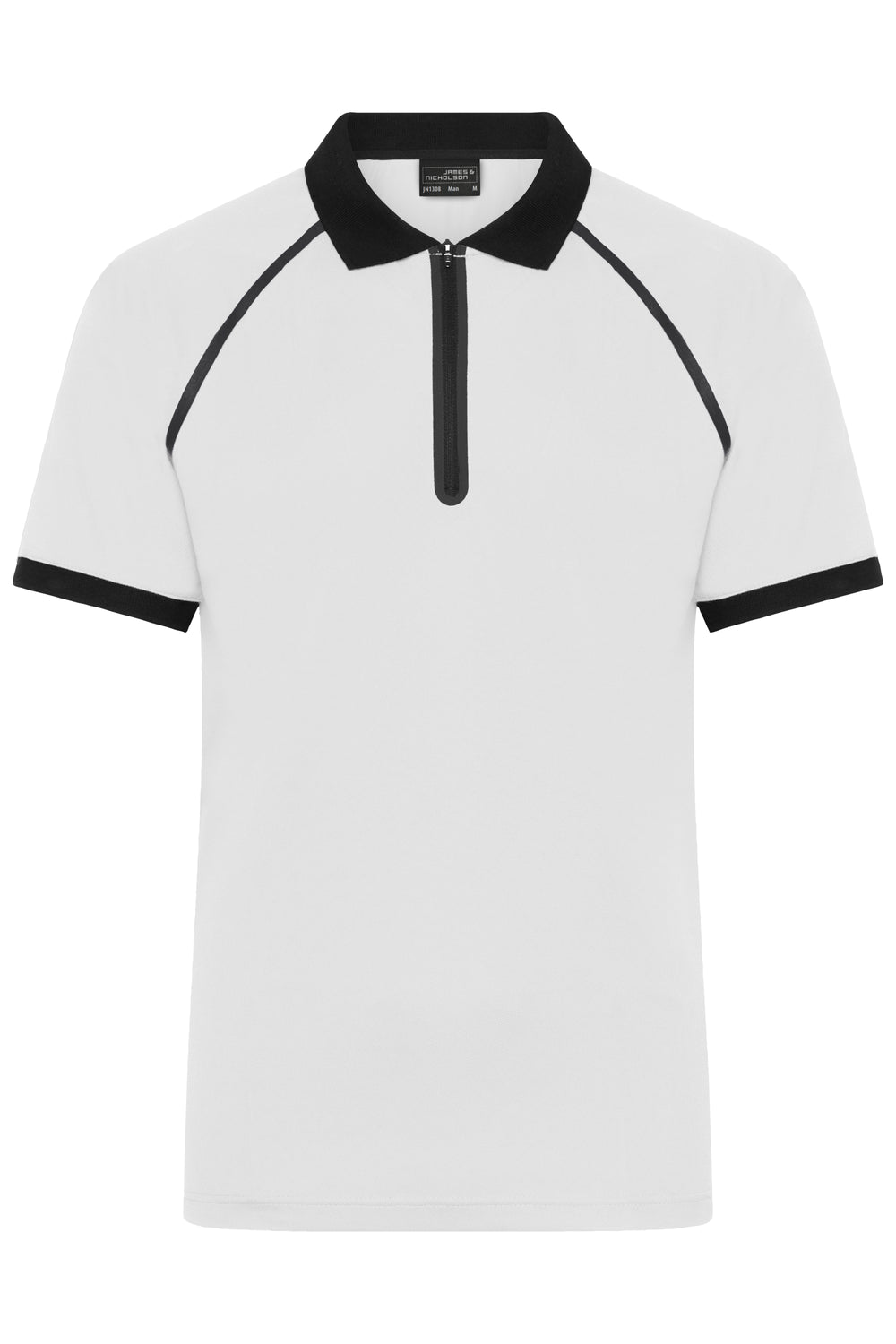 Men's Zip-Polo - white/black