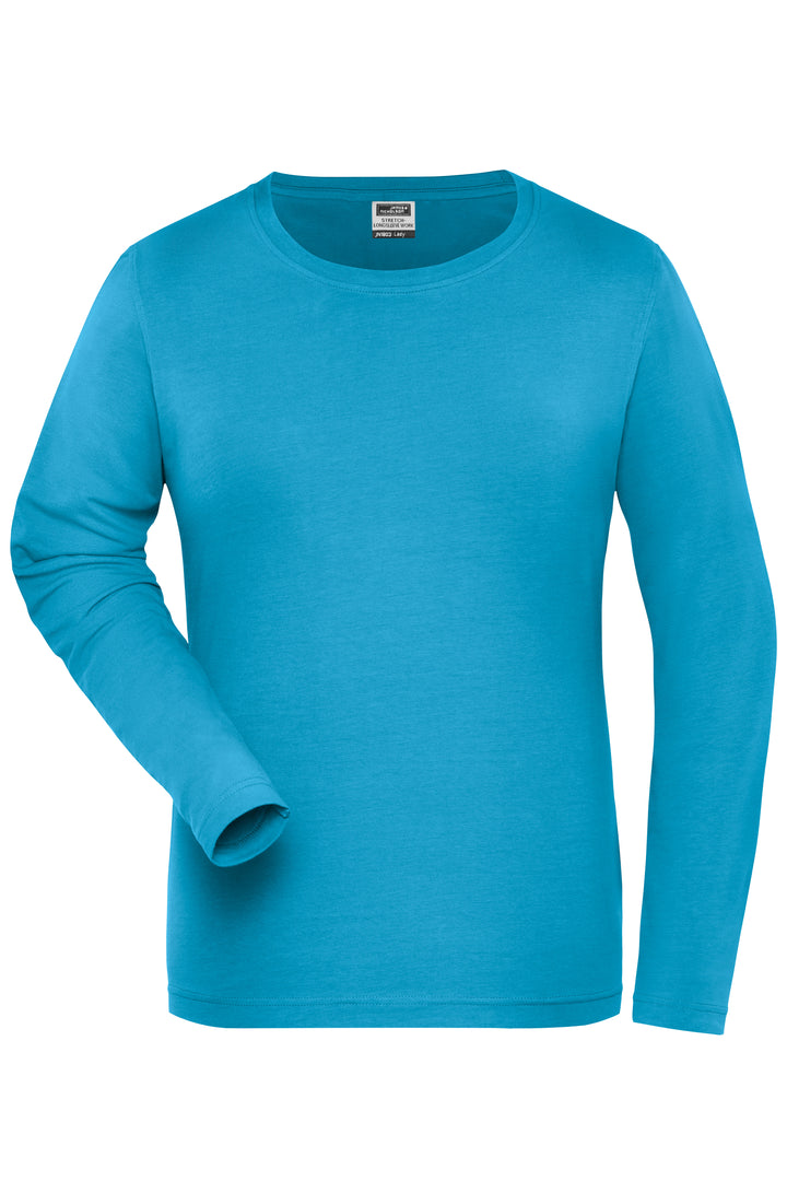 Ladies' ORGANIC Stretch-Longsleeve - turquoise