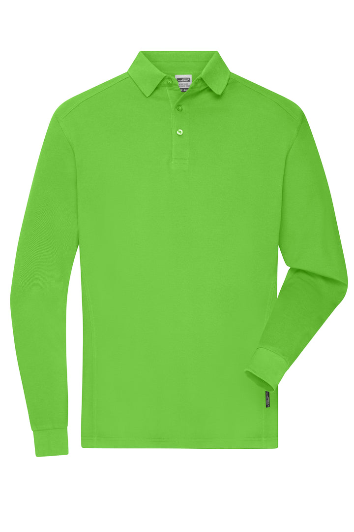 Men's Workwear-Long-Sleeved Polo - lime-green