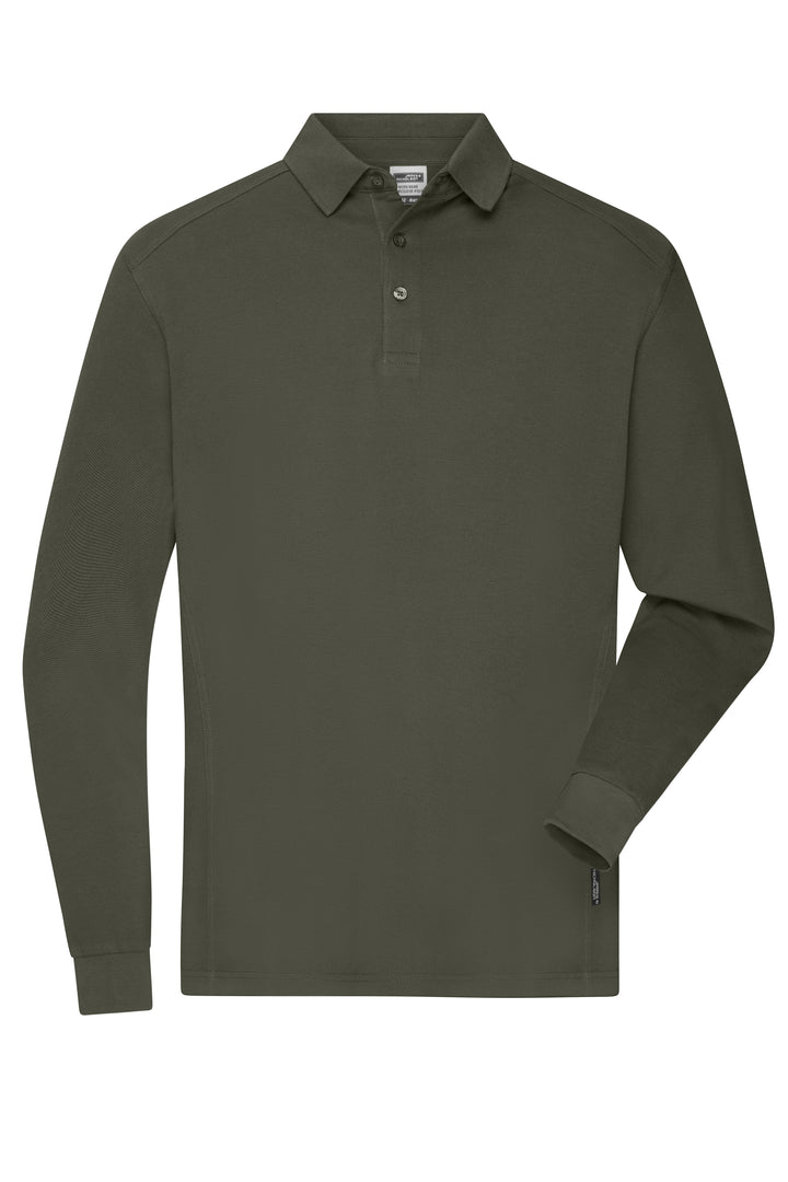 Men's Workwear-Long-Sleeved Polo - olive