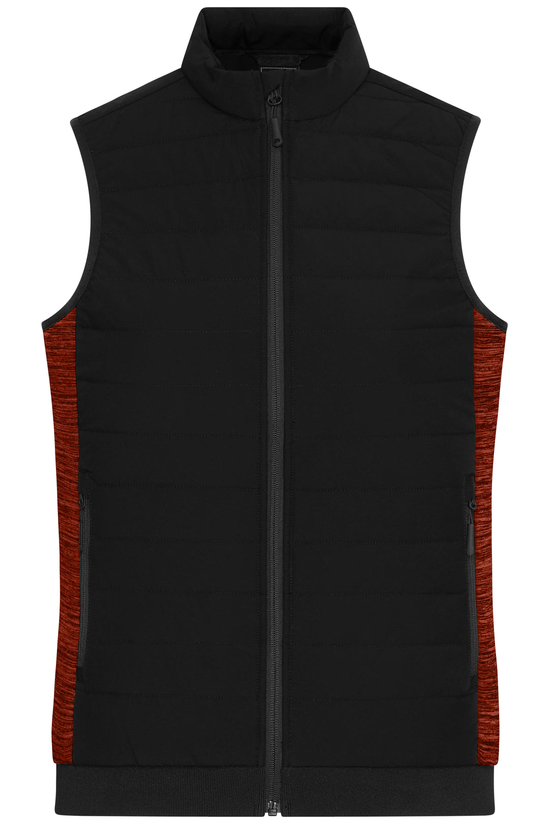 Ladies' Padded Hybrid Vest - black/red-melange