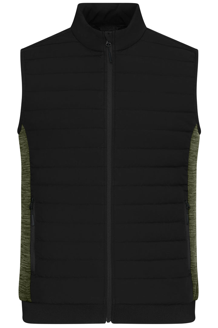 Men's Padded Hybrid Vest - black/olive-melange
