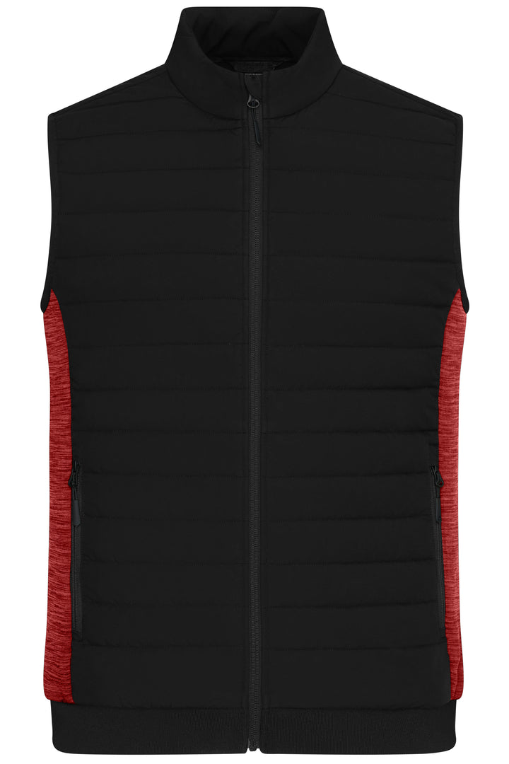 Men's Padded Hybrid Vest - black/red-melange