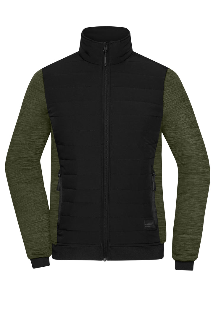 Ladies' Padded Hybrid Jacket - black/olive-melange
