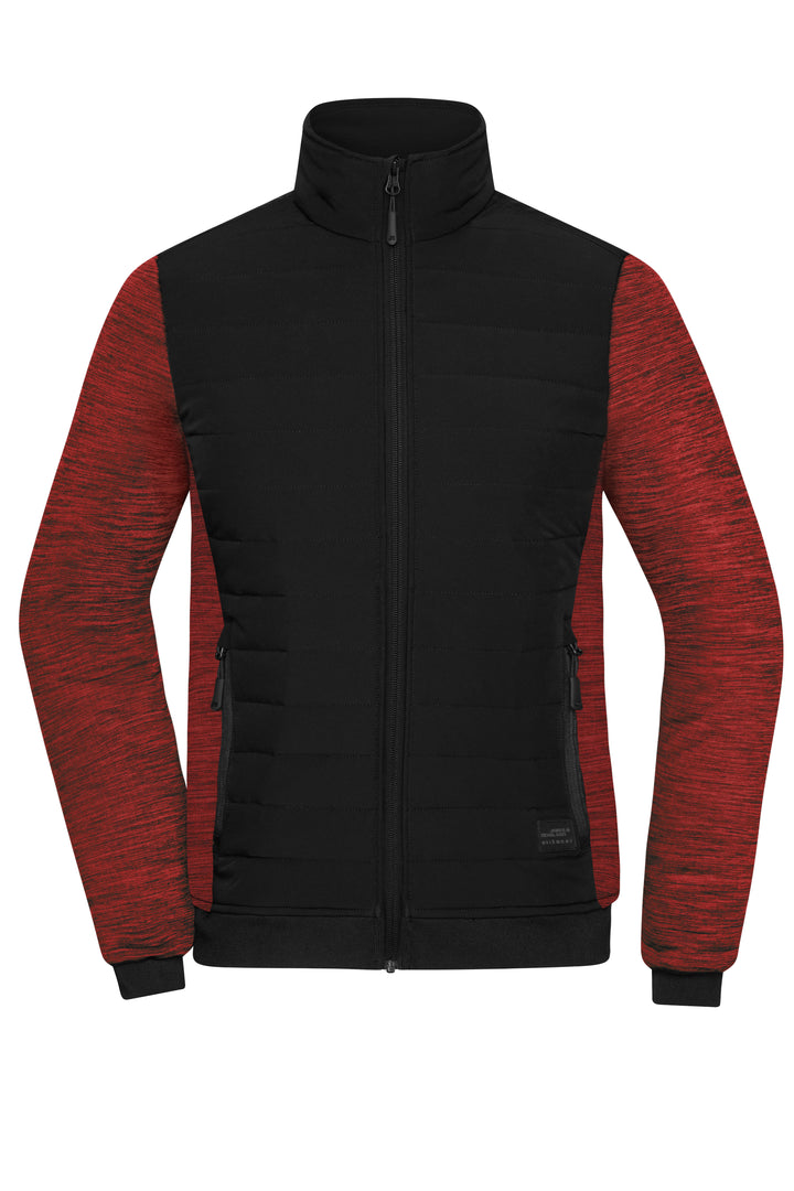 Ladies' Padded Hybrid Jacket - black/red-melange