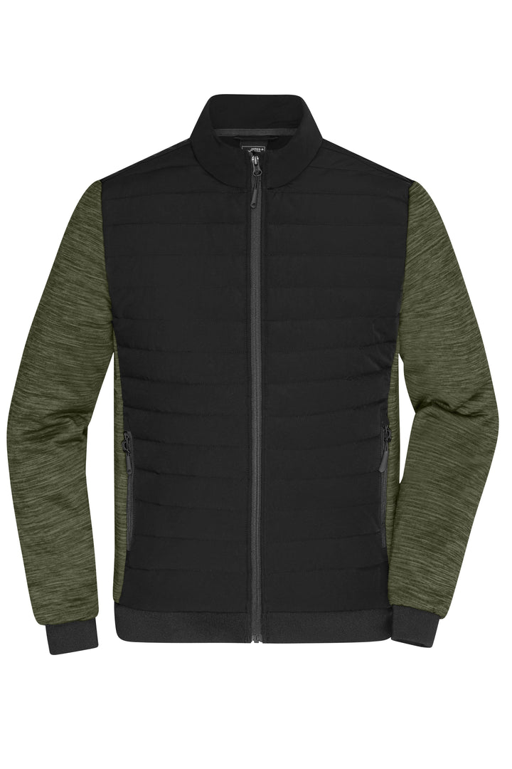 Men's Padded Hybrid Jacket - black/olive-melange