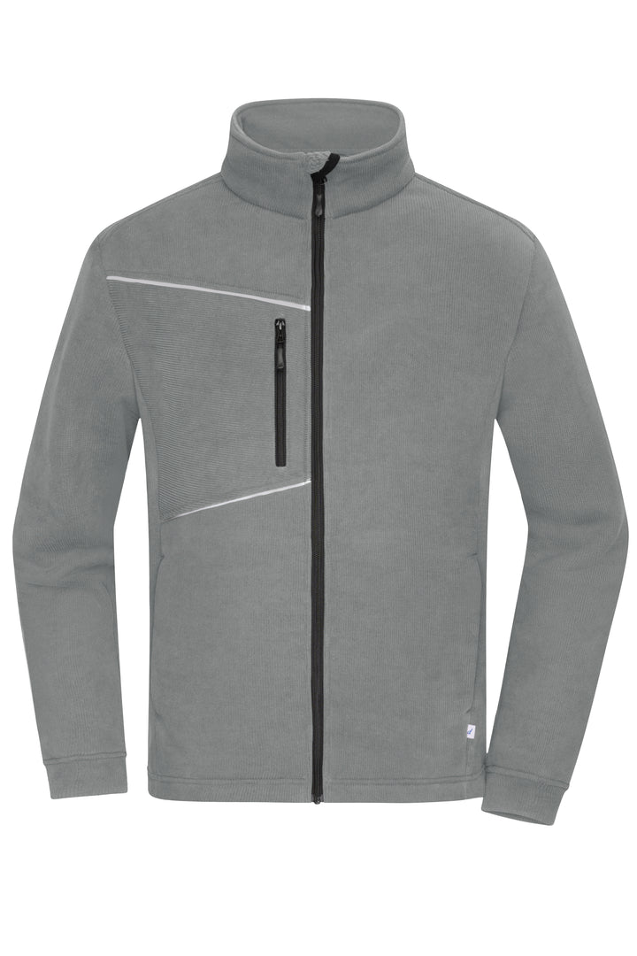 Fleece Jacket - Corduroy Look - steel-grey