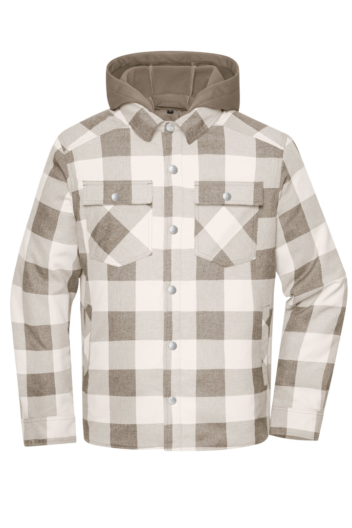 Workwear Check Shirt Jacket - dusty-brown/cement