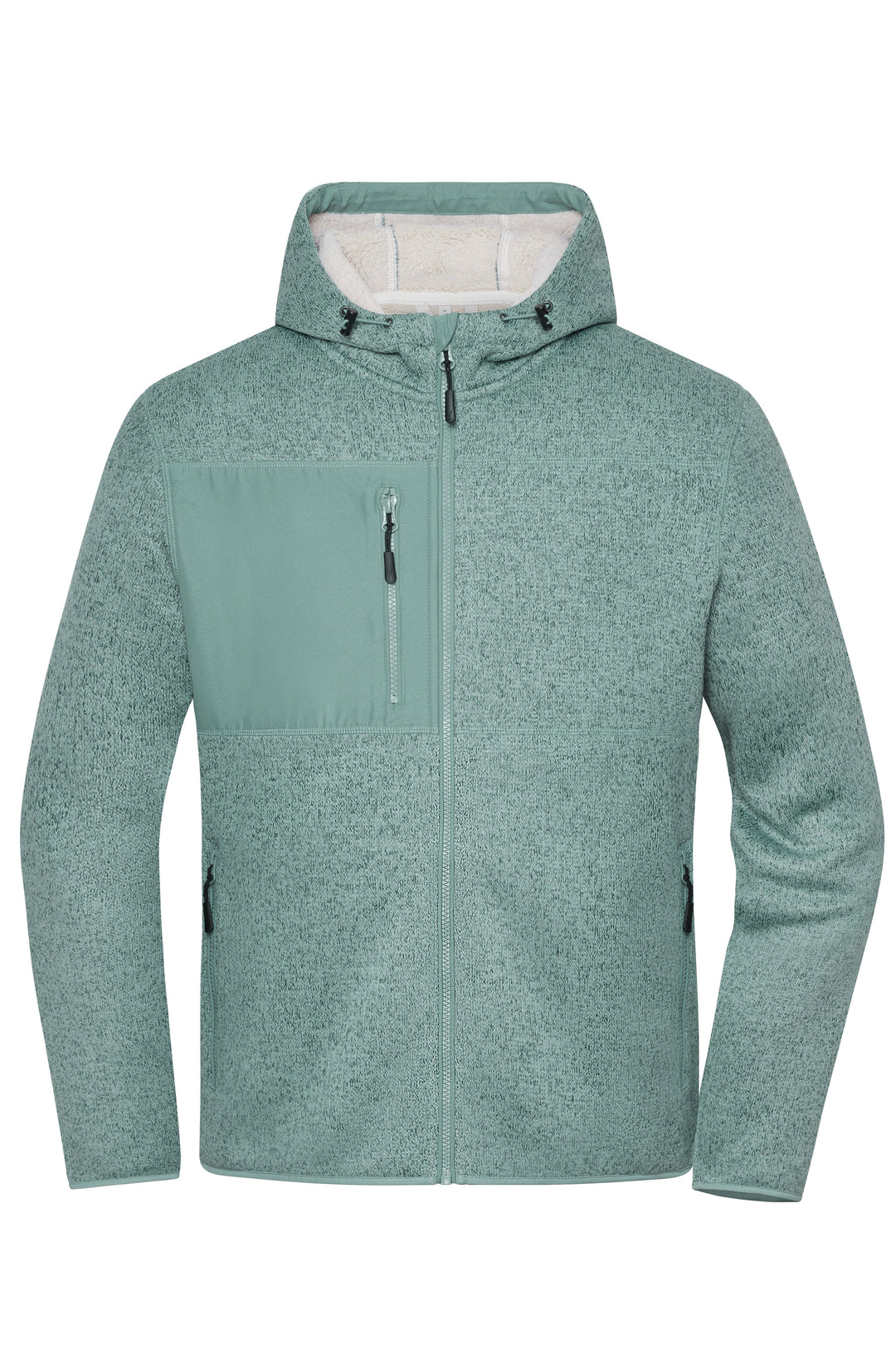Workwear Knitted Fleece Jacket - foggy-green-melange/nature