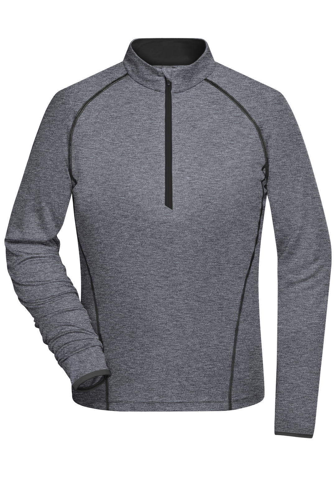 Ladies' Sports Shirt Long-Sleeved - black-melange/black