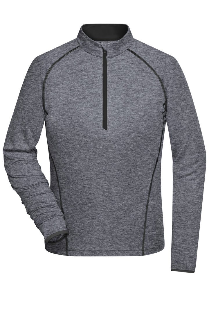 Ladies' Sports Shirt Long-Sleeved - black-melange/black