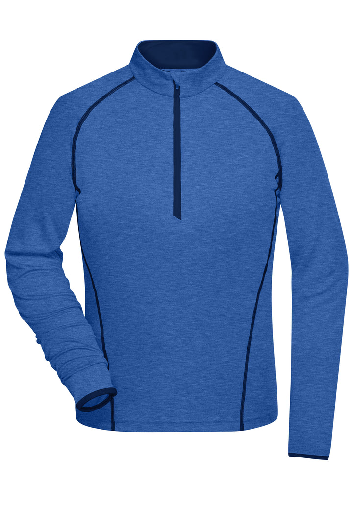 Ladies' Sports Shirt Long-Sleeved - blue-melange/navy