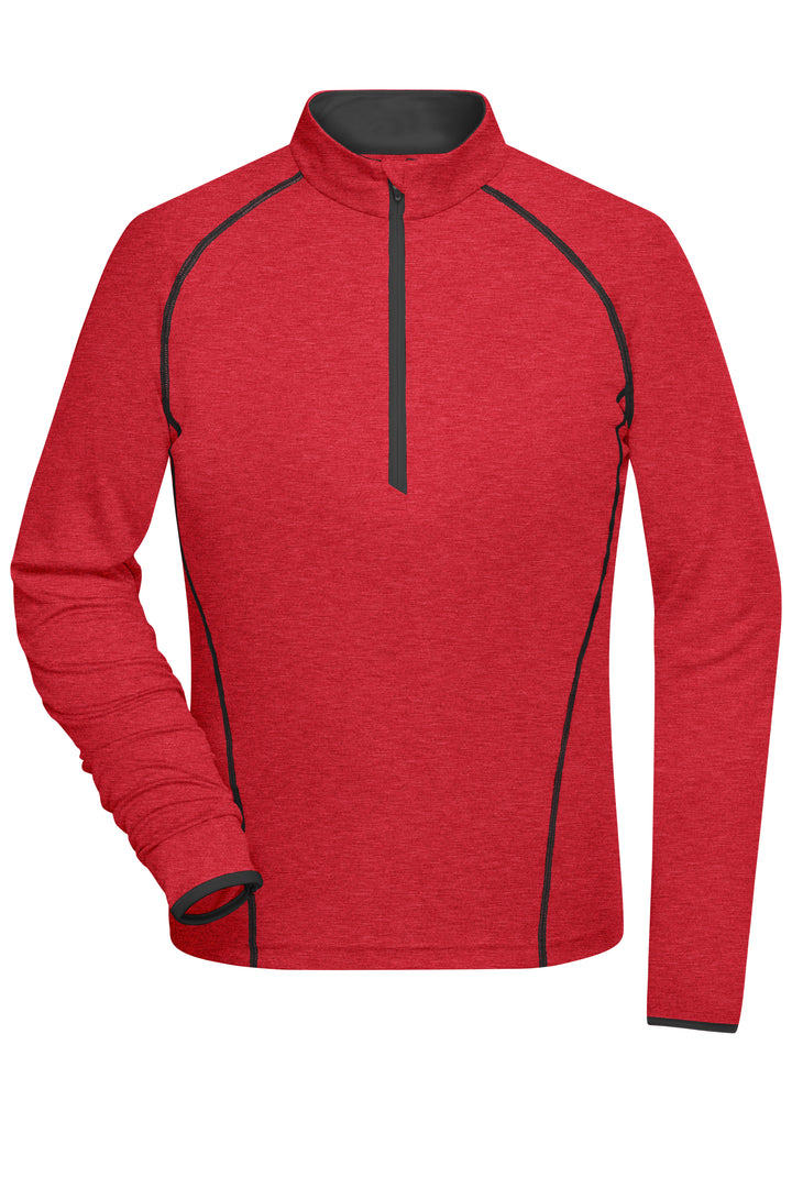 Ladies' Sports Shirt Long-Sleeved - red-melange/titan