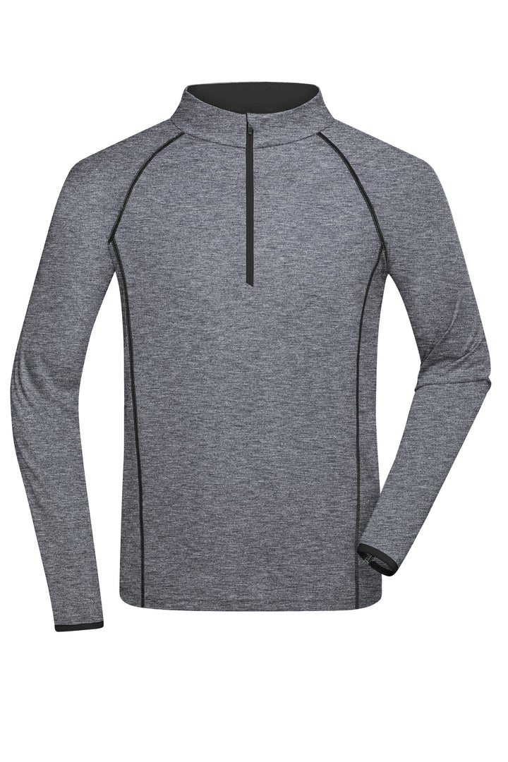 Men's Sports Shirt Long-Sleeved - black-melange/black
