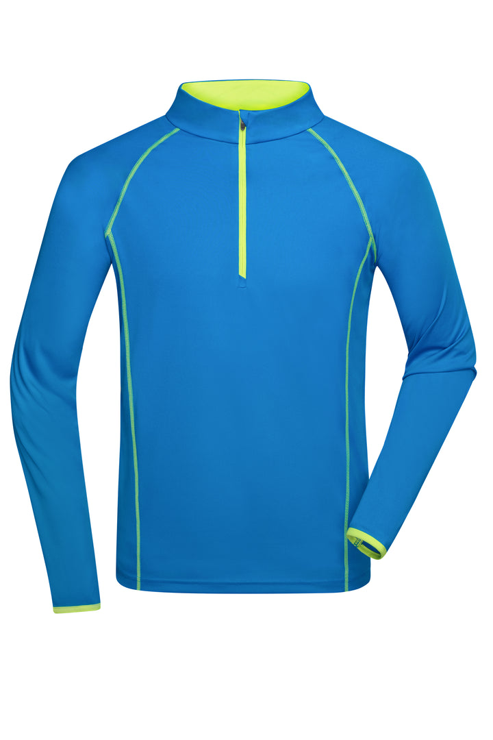 Men's Sports Shirt Long-Sleeved - bright-blue/bright-yellow