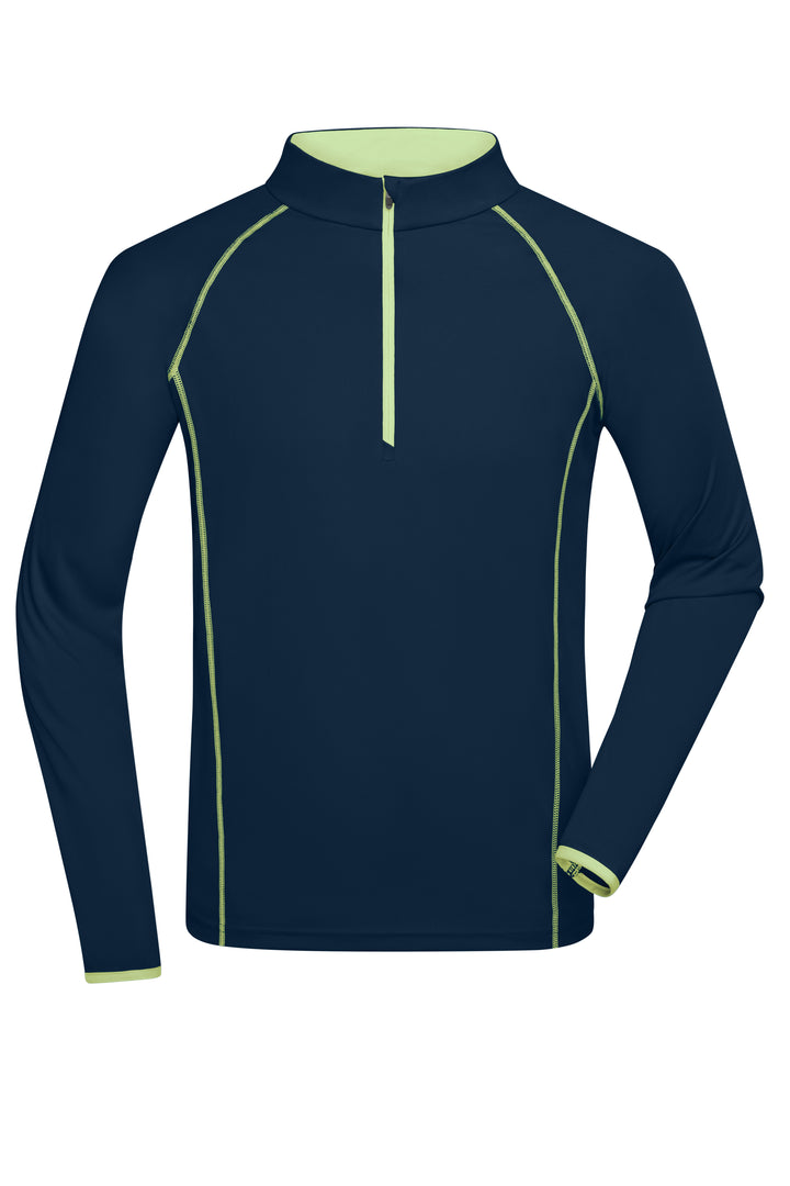 Men's Sports Shirt Long-Sleeved - navy/bright-yellow