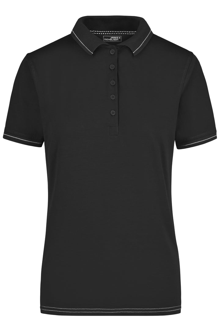 Ladies' Elastic Polo - black/white